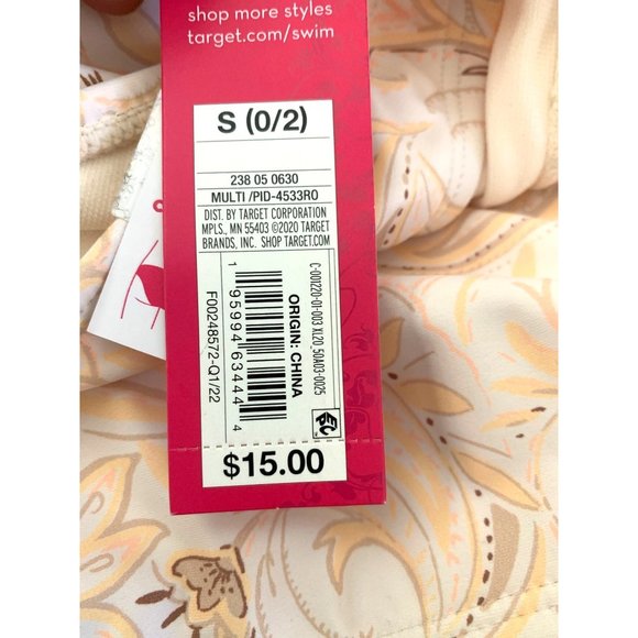 Xhilaration Juniors Cheeky Bottom Cream Yellow Paisley Print Bikini Swim Size S - Picture 8 of 10